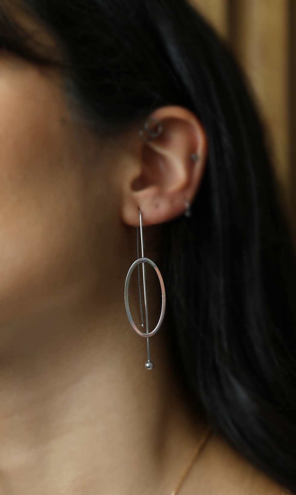 Geometric Oval Earrings