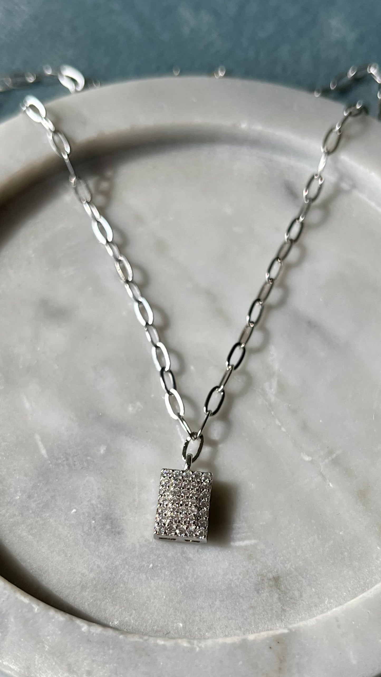 Square Pavé Pendant
