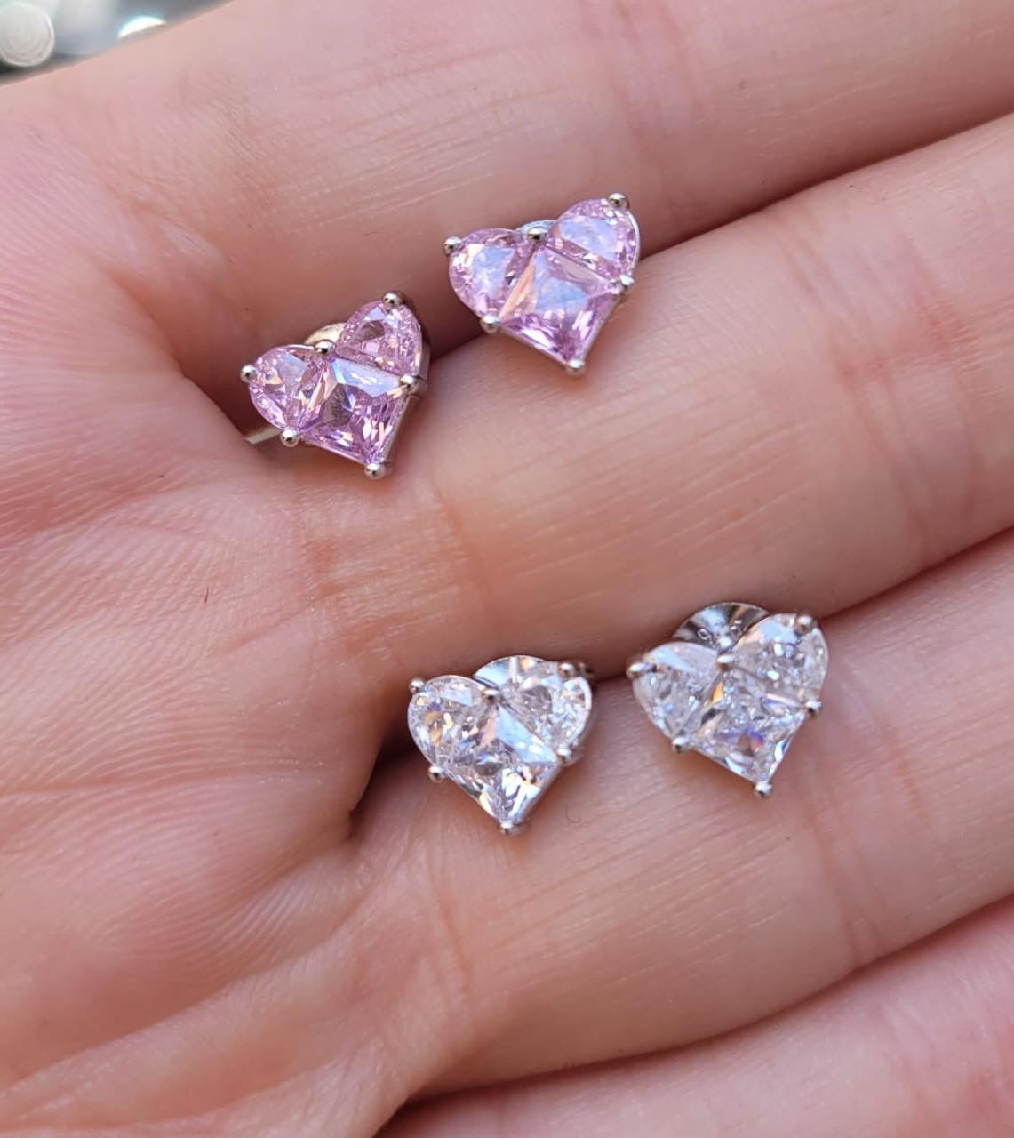 Heart shaped earrings with stone