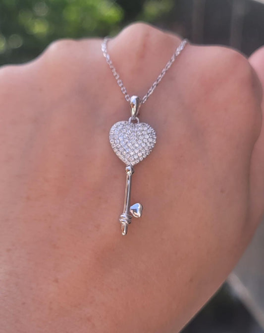Heart key necklace